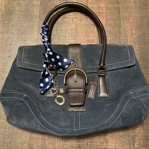 COACH VINTAGE SUEDE, BLUE SOHO-Hampton Satchel 9507 FREE SHIPPING